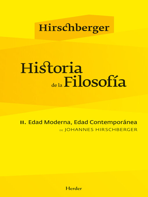 Title details for Historia de la filosofía II by Johannes Hirschberger - Wait list